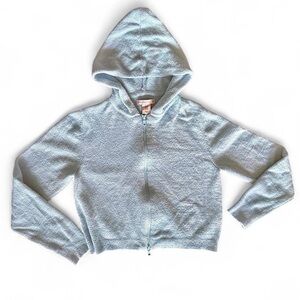 Sincerely jewels very soft slightly cropped long sleeve Baby blue zip up hoodie